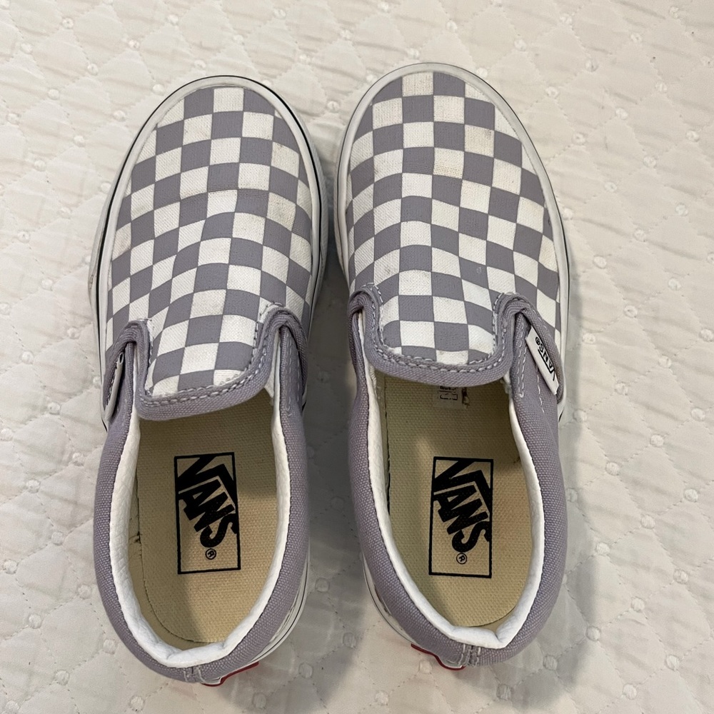 Girls Vans, purple and white slip ons!